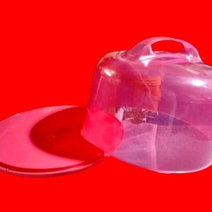 PackerWare Clear Pink Large Cake Carriing Dome Container
